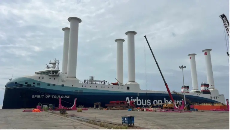 Six Rotor Sails on an Airbus RoRo vessel