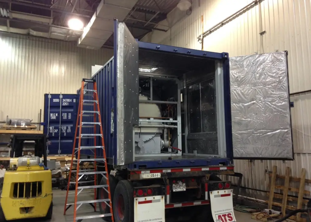the STEP system being installed in a container ready for the shipboard trials