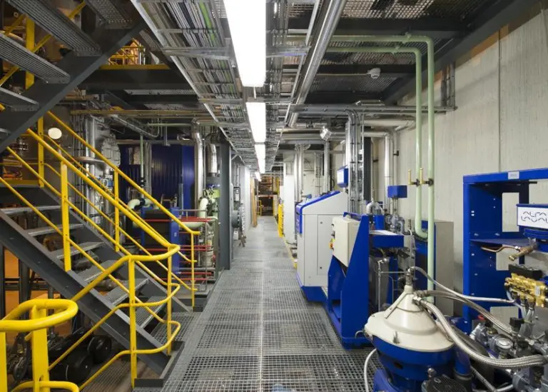 The fuel line at the test centre, components of which can be seen at the right, will be part of its work on energy efficiency