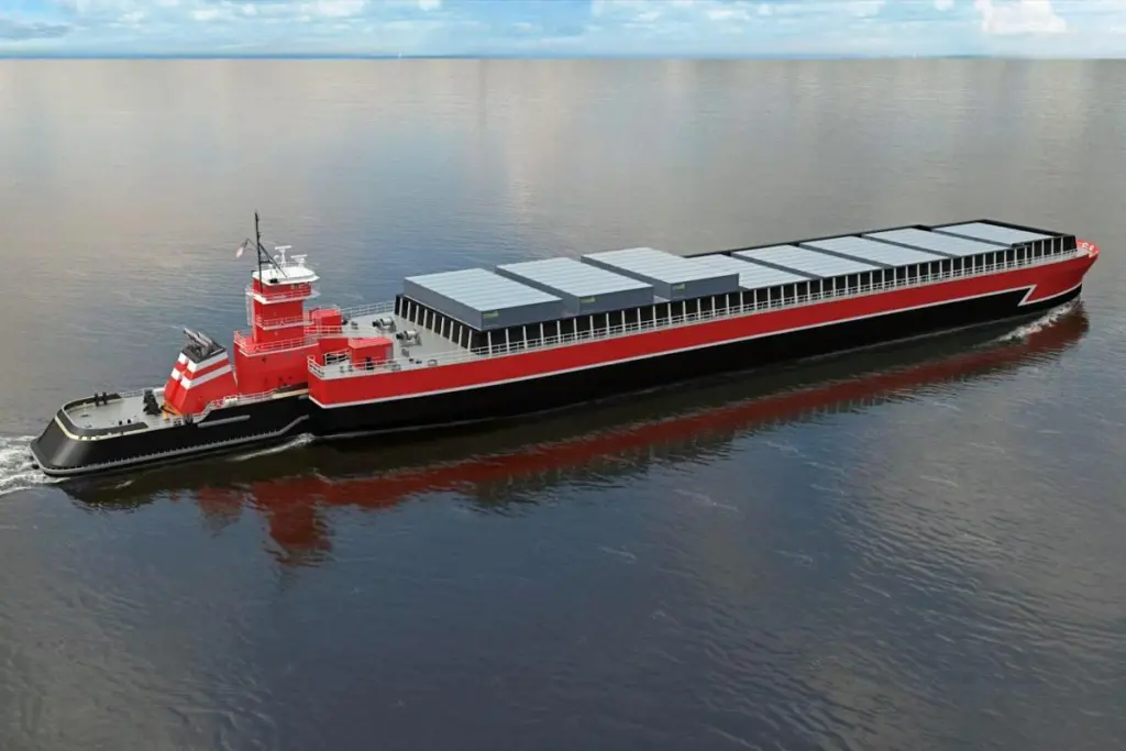 Proposed ATB container unit – LNG as fuel, with gas carried in tanks on the barge, is being considered for this type of application
