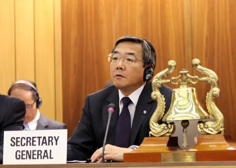 IMO Secretary-General Koji Sekimizu addressed delegates at the opening of MEPC 67