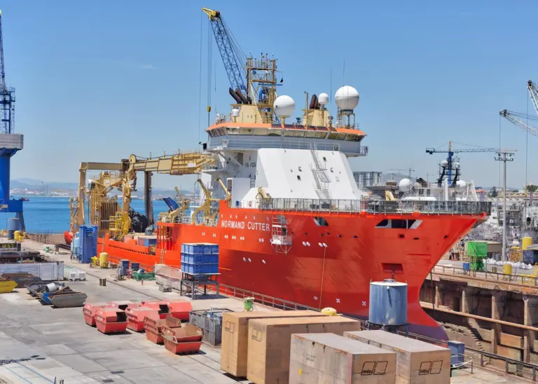 The 'Normand Cutter' during its three-week stay at Gibdock