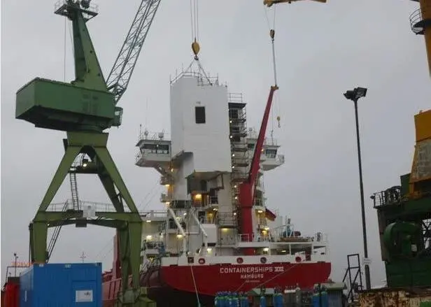 Alfa Laval PureSOx being installed on board Containerships VIII at GermaAlfa Laval PureSOx being installed on board Containerships VIII at German Dry Docksn Dry Docks