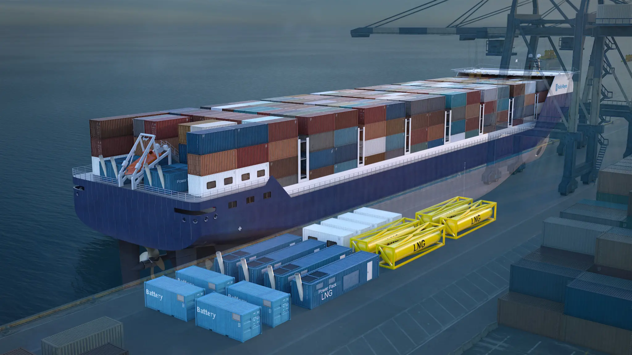 Containerised engines, batteries, accommodation blocks and fuel tanks enable easy installation and maintenance Containerised engines, batteries, accommodation blocks and fuel tanks enable easy installation and maintenance