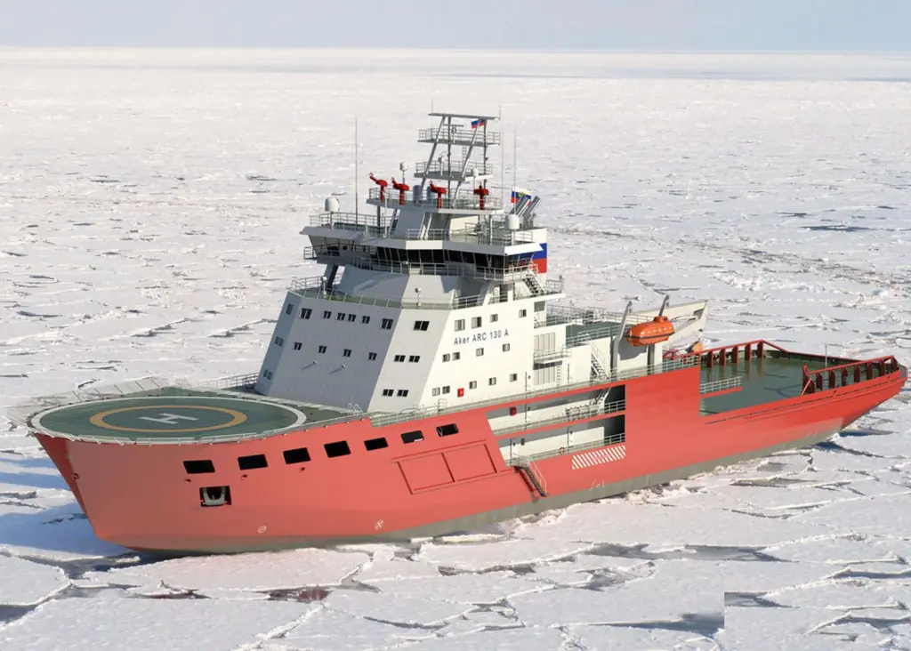 A 250kN Fluidmecanica anchor winch on the Aker Arctic 130 icebreaking support vessel deploys eight ice-modified motors from Hoyer