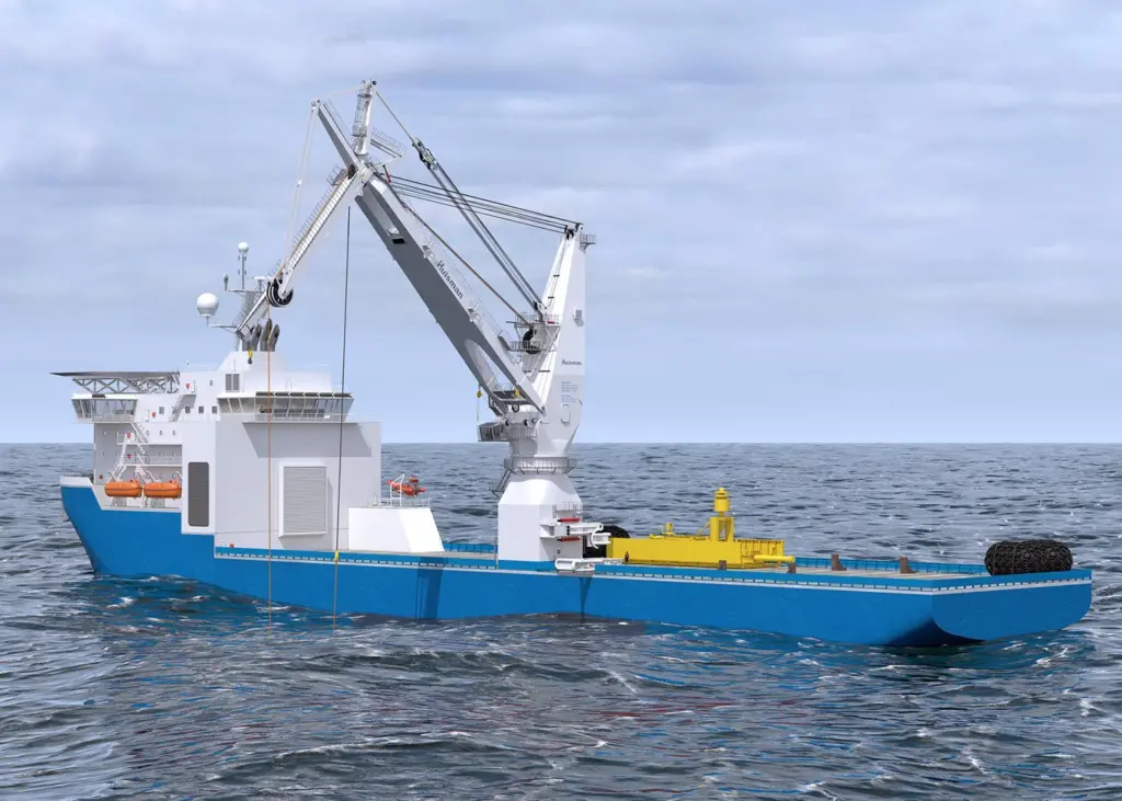 Huisman's new hybrid crane uses fibrerope for subsea work and steel wire rope for active heave compensation