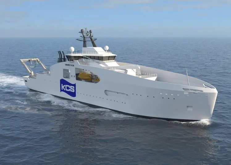 Japan’s new cableship has the capability to lay subsea power lines as well as fibre optic cable, and to work worldwide (image: VARD).