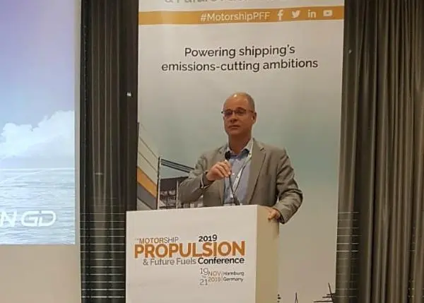 Rolf Stiefel, Vice President Sales, WinGD speaking at The Motorship Propulsion and Future Fuels conference in Hamburg last week.