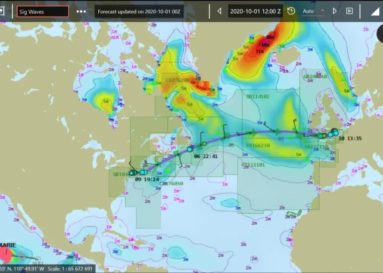 A typical StormGeo onboard voyage planning and route optimisation chart (image: StormGeo)