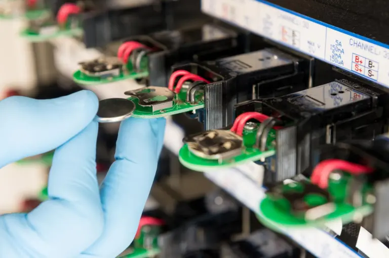 An Argonne National Laboratory researcher testing an electrochemical cycling performance at ANL's Battery Laboratory. (Photo courtesy of Argonne National Laboratory.)
