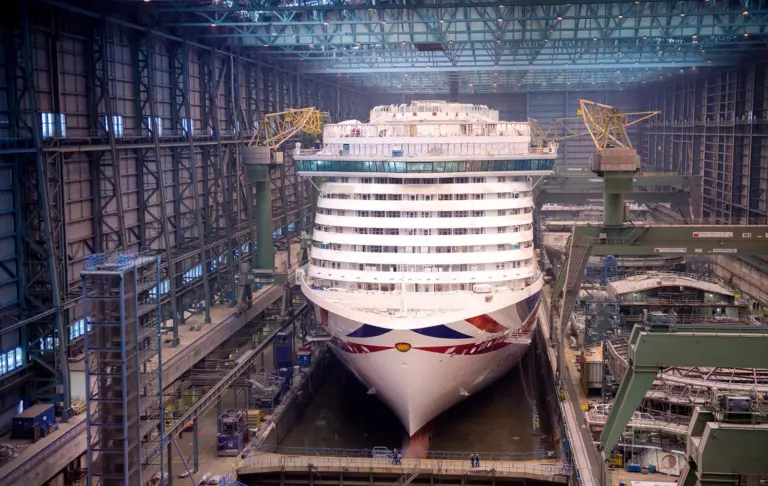 Cruiseship production at Papenburg, in the shape of P&O’s Iona.(credit: Meyer Werft).