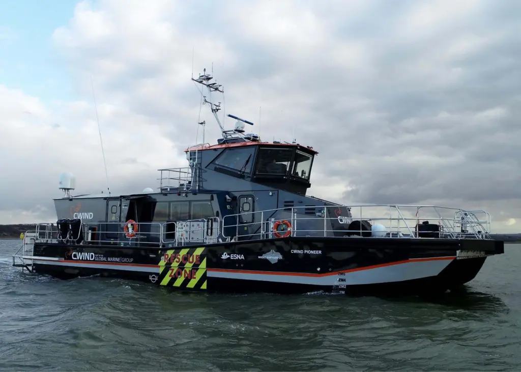 The Hybrid SES crew transfer vessel was developed in partnership with ESNA, a ship design company based in Kristiansand, Norway.