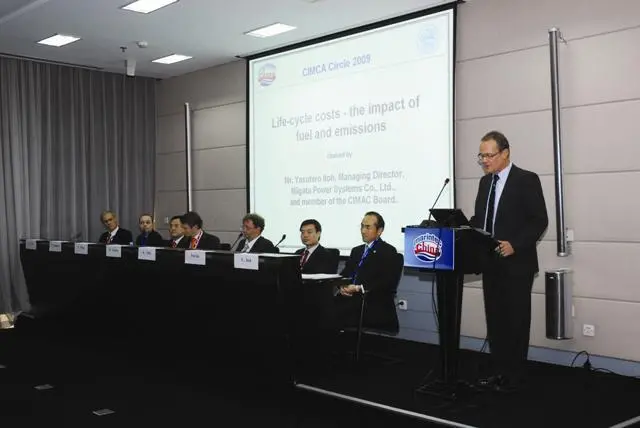 CIMAC vice president of commication Hanspeter Zingg introduces the panel