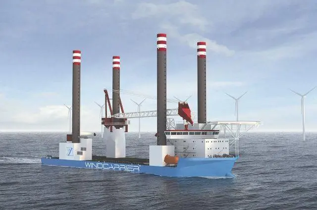 Artist impression of the newly ordered offshore wind turbine construction vessels
