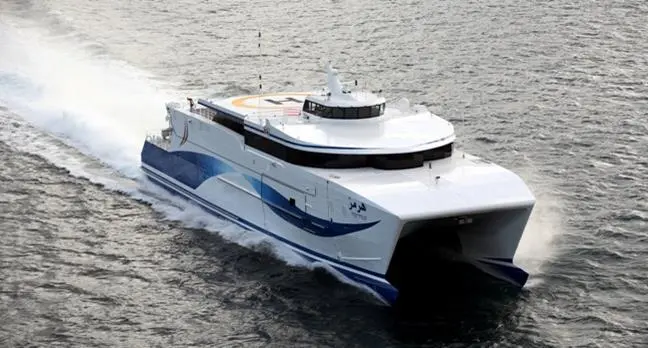 One of the two Austal-built 65m high speed vehicle ferries delivered to the Sultanate of Oman in 2008