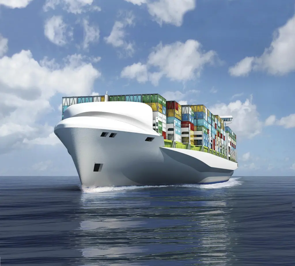 Computer generated image of the Quantum containership concept (Image supplied by DNV)