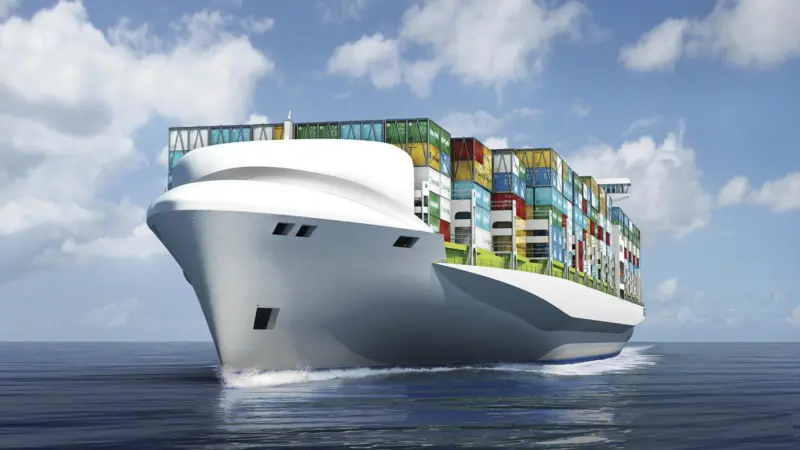 Computer generated image of the Quantum containership concept (Image supplied by DNV)