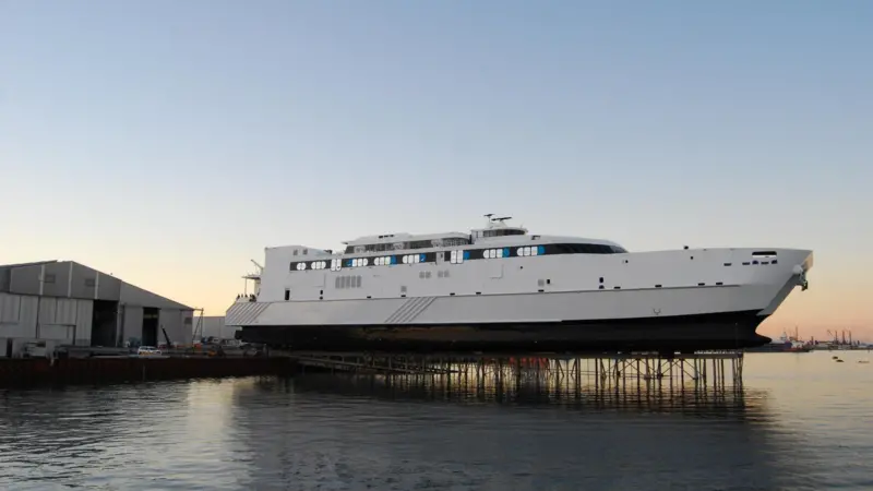 The launch of the Jean de la Valette at Austal