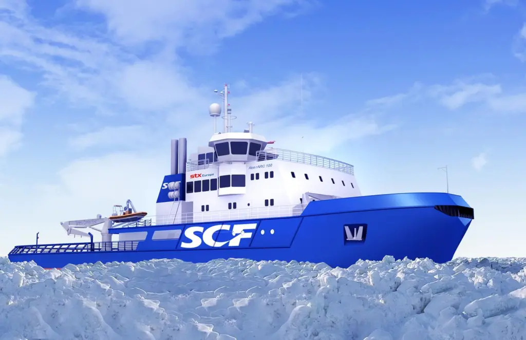 Artist impression of the proposed asymmetrical icebreaker