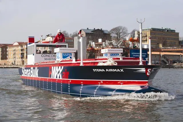 Large-scale prototype model of the Stena Airmax afloat for the first time