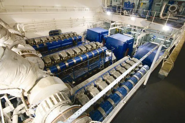 Simon Stevin’s engine room showing three of the five MAN 9L32/40 medium speed diesel engines