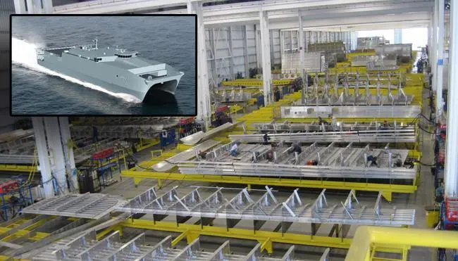 Construction is under way on the first JHSV at Austal’s US facility in Mobile