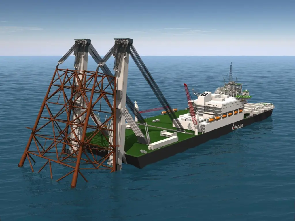 Artist impression of the dynamically positioned platform installation/decommissioning and pipelay vessel ‘Pieter Schelte’