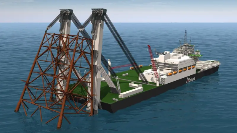 Artist impression of the dynamically positioned platform installation/decommissioning and pipelay vessel ‘Pieter Schelte’