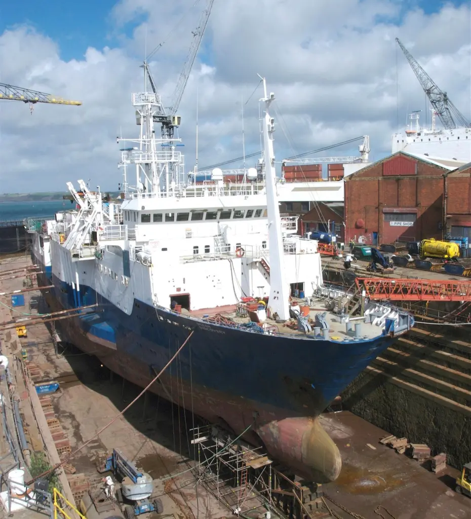 Ocean Discovery in drydock at A&P Falmouth