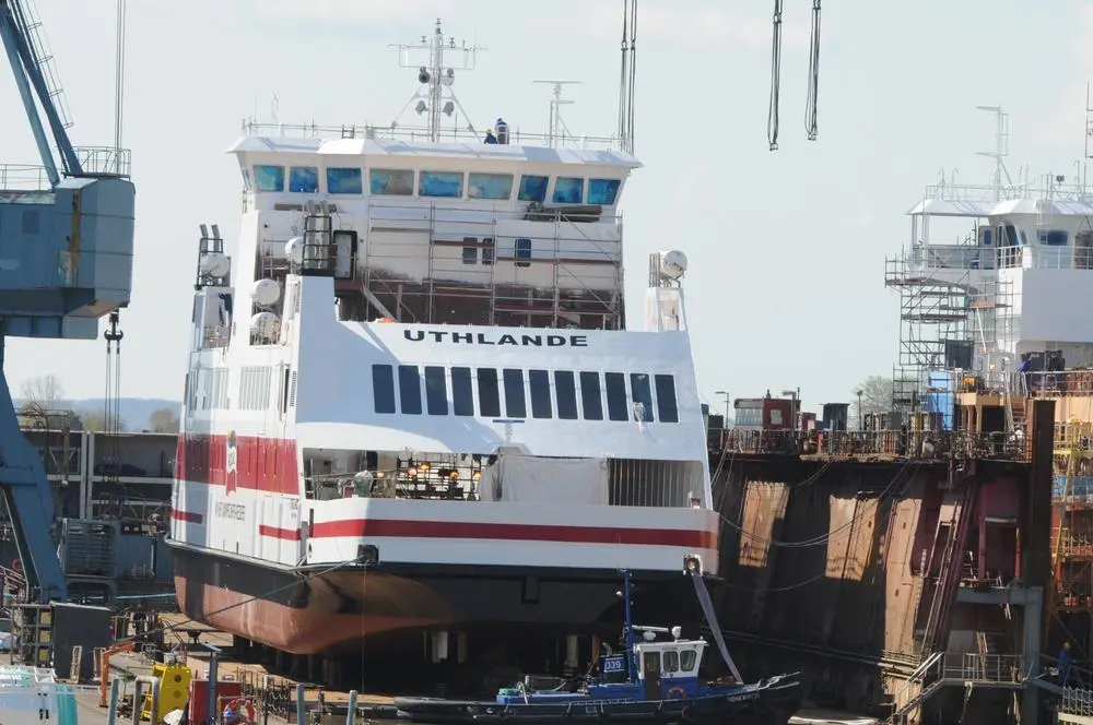 ‘Uthlande’ ready for launch at the Sietas yard
