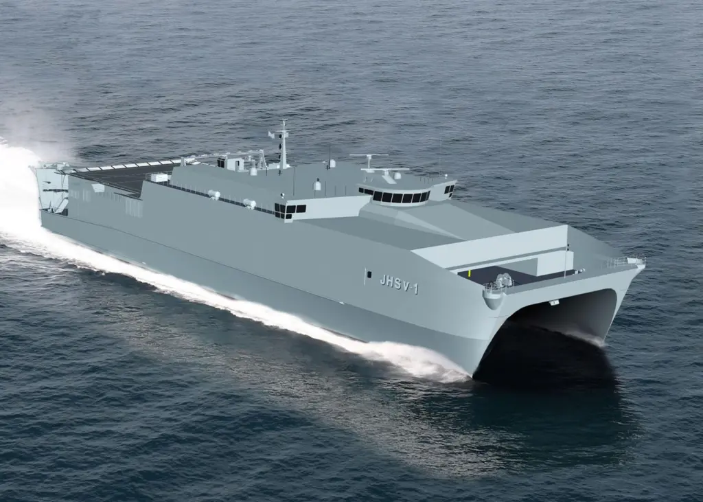 Computer generated image of the 103m catamaran JHSV 1