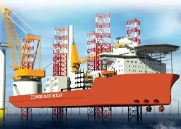 Artist impression of the windfarm installation vessel ordered by Swire Blue Ocean