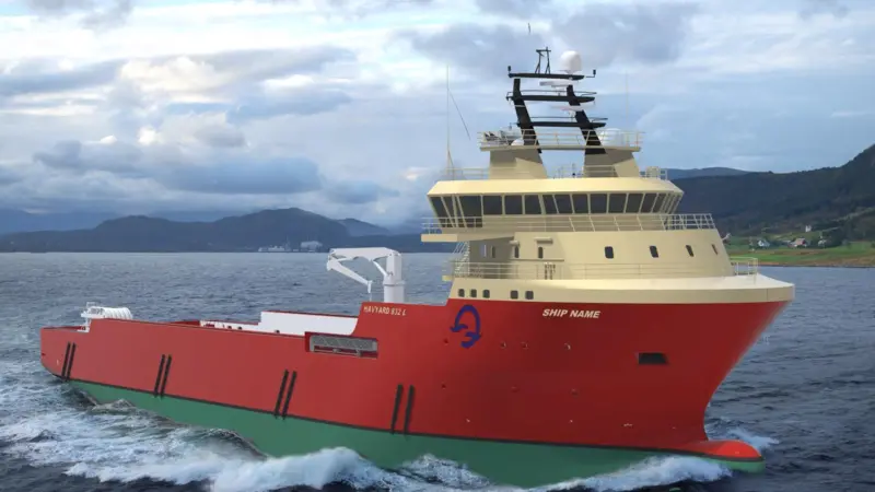 Computerised rendering of the Havyard 832 L PSV design