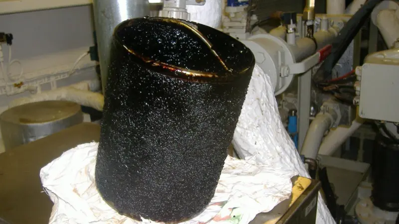 Severe filter blocking demonstrates danger of chemical contamination in marine fuels