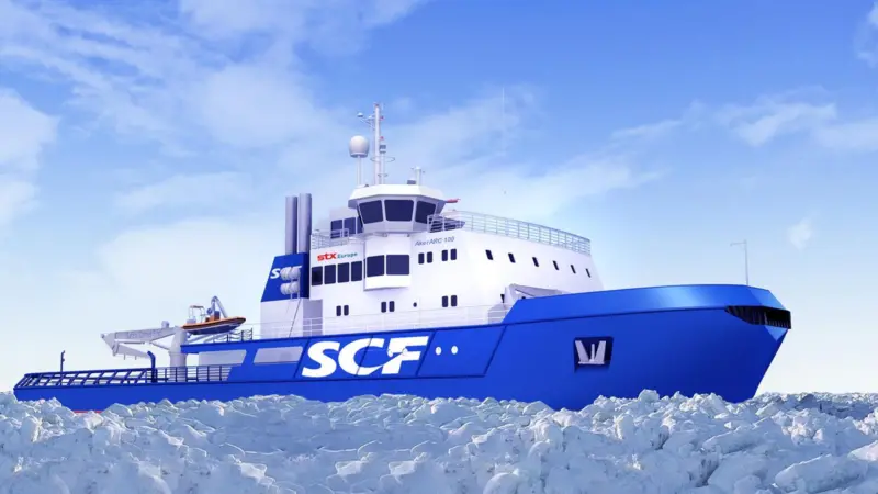 Artist impression of the proposed asymmetrical icebreaker