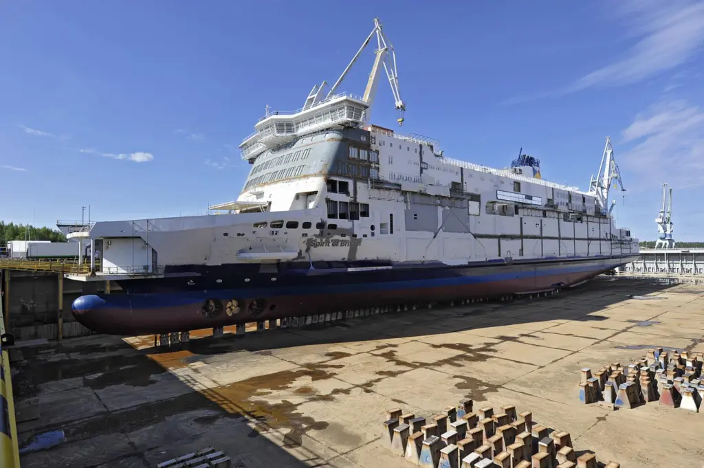 Spirit of Britain prior to her launch at STX Europe’s Rauma shipyard