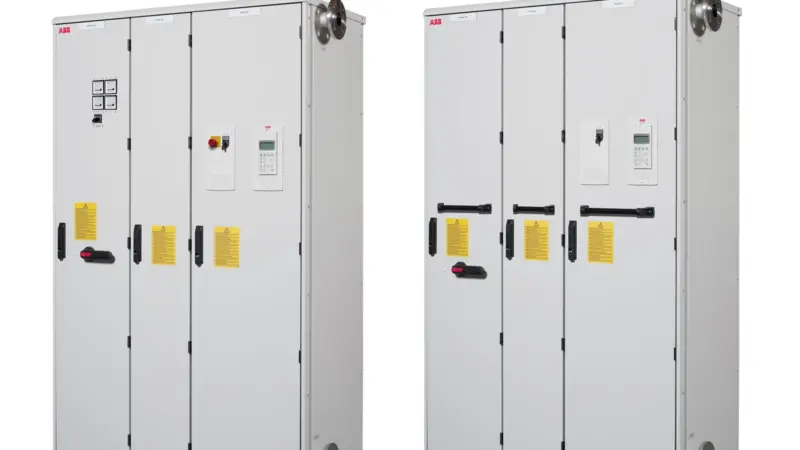ABB liquid-cooled industrial drives are highly compact and totally enclosed cabinets making them suitable for harsh ambient conditions