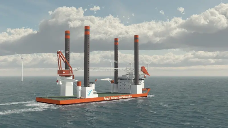 Wind turbine installation vessel with three Voith Schneider propellers