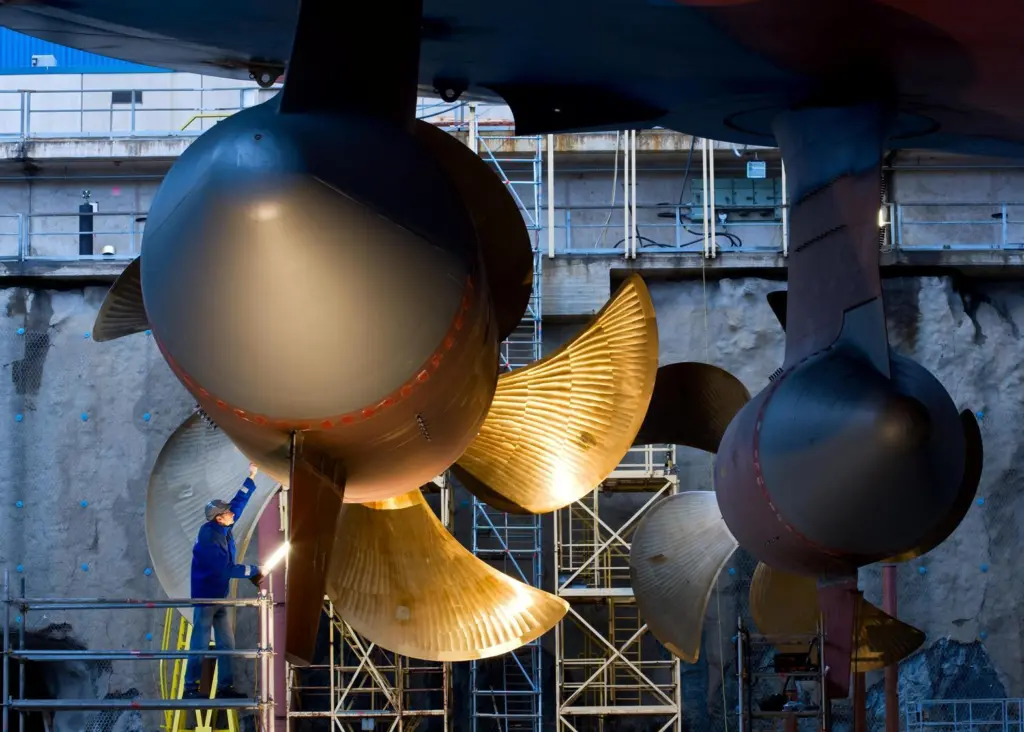 Azipod propulsion units on a cruise ship