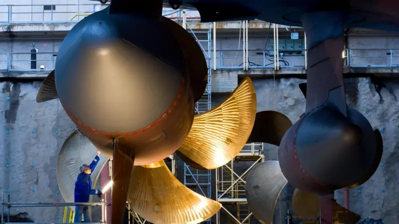 Azipod propulsion units on a cruise ship