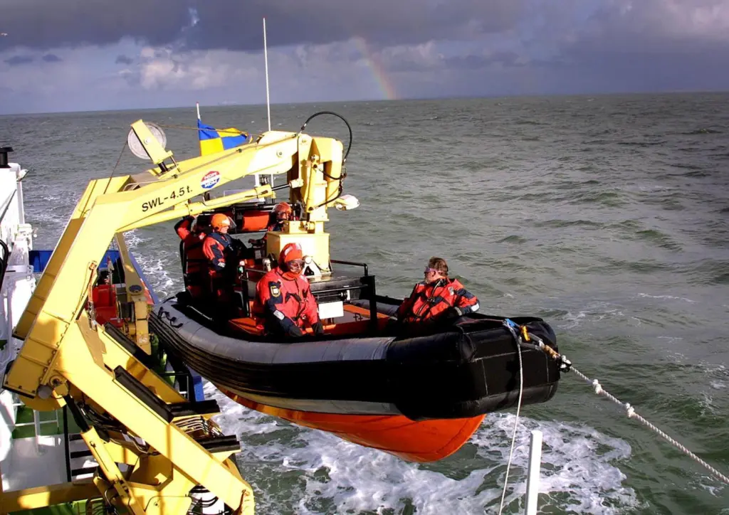 One of the range of davits manufactured by NDM, now controlled by Palfinger