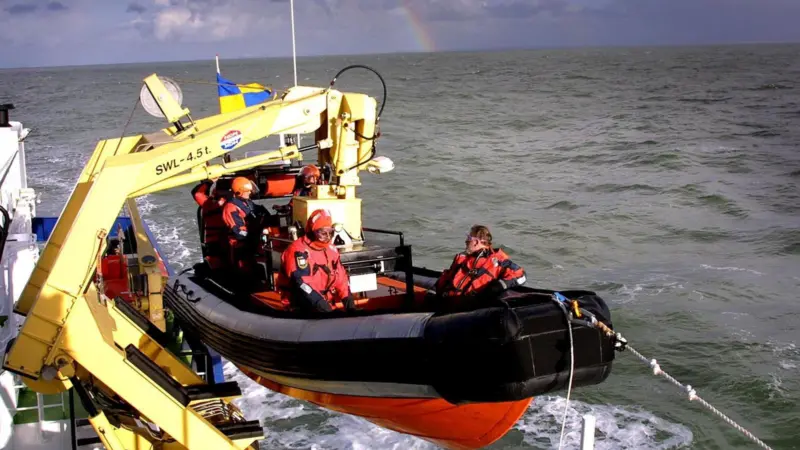 One of the range of davits manufactured by NDM, now controlled by Palfinger