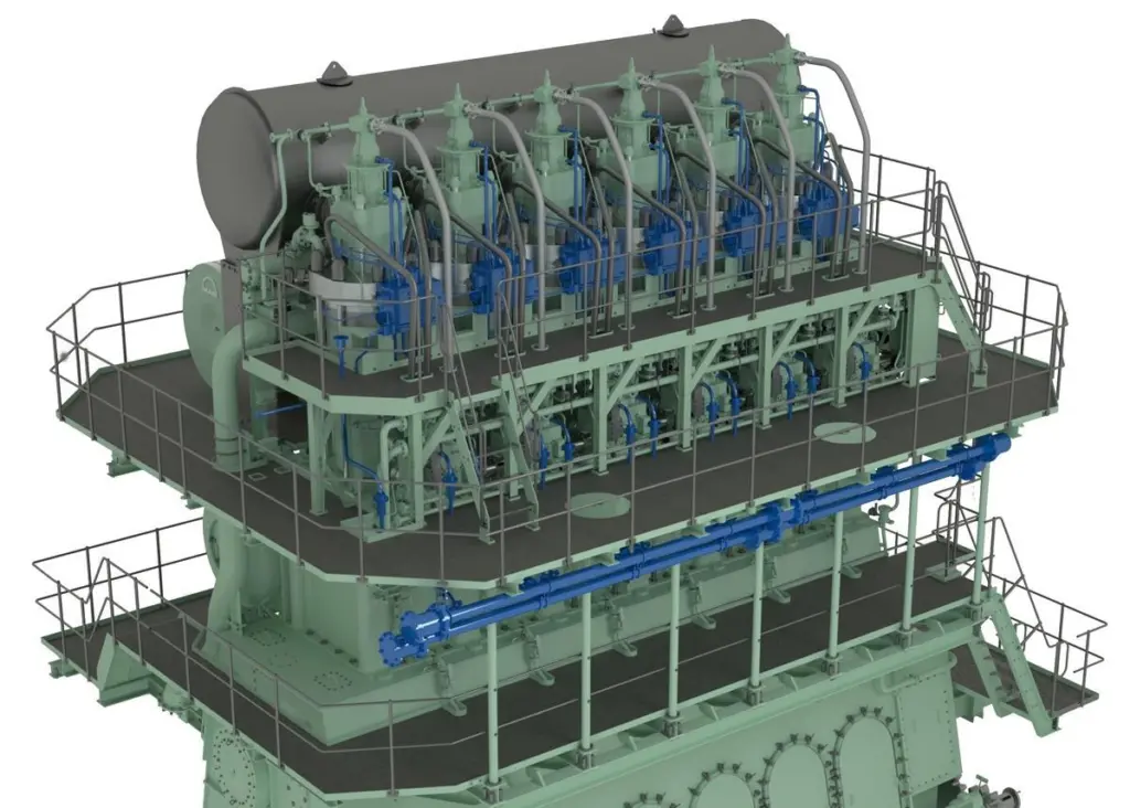 Graphical rendering of MAN Diesel & Turbo’s 6S70ME-GI engine
