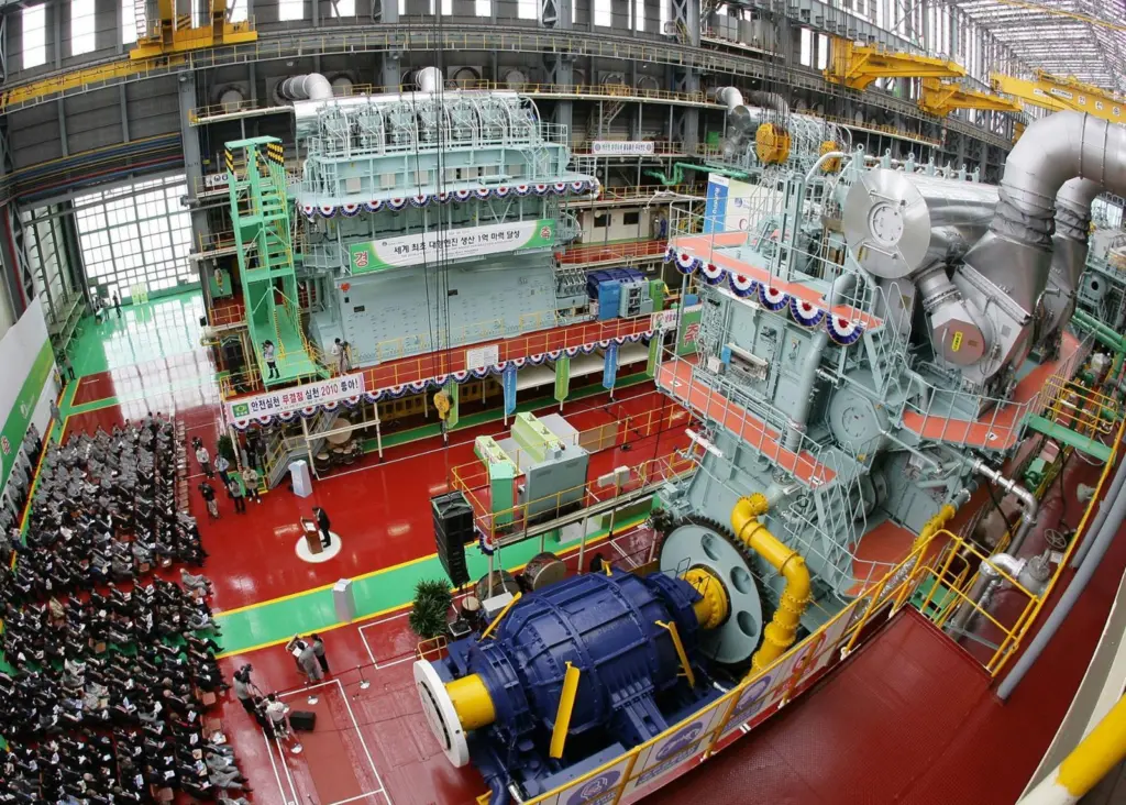 The 100 million bhp marine engine ceremony at Hyundai Heavy
