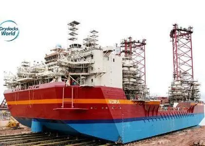 The jack-up construction vessel ‘Nora’ at DW’s Graha yard in Indonesia