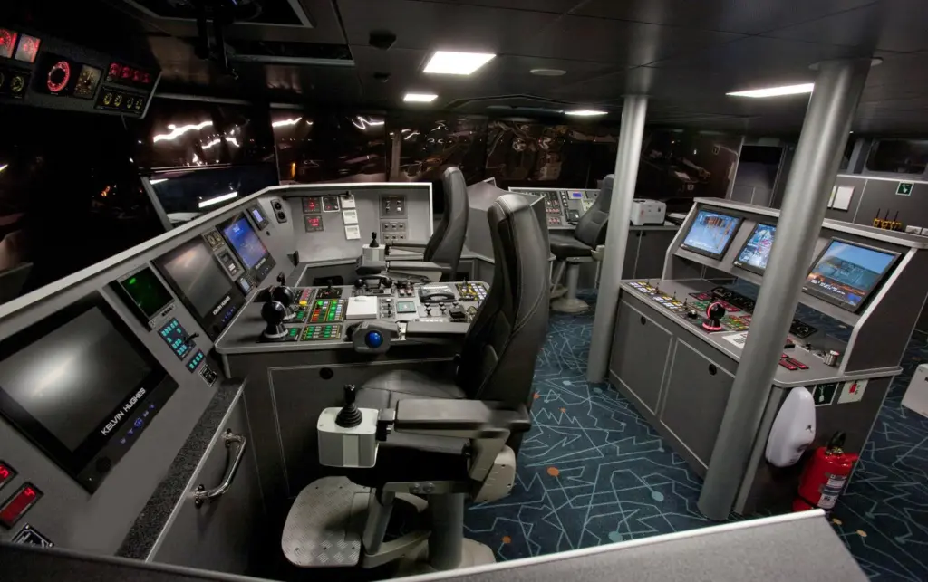 The bridge of Austal 107m catamaran ‘Jean De La Valette’