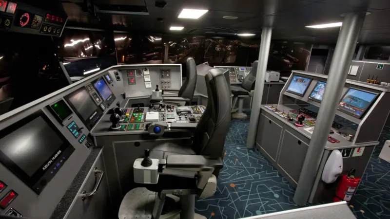 The bridge of Austal 107m catamaran ‘Jean De La Valette’