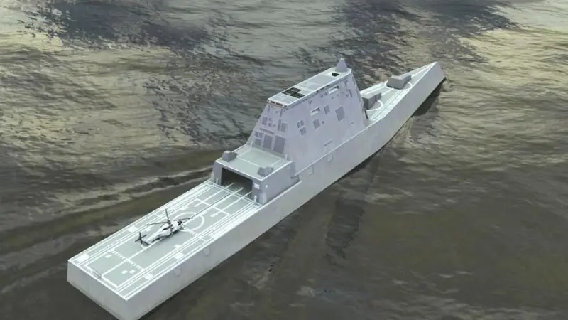 Rendering of the MT30-powered Zumwalt class destroyer for the US Navy