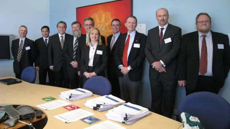 Contract signing group photograph taken at CSIRO office in Hobart, Tasmania