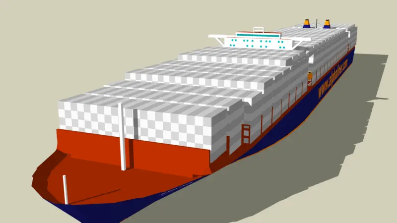 Alphaliner’s conceptuptualised drawing of the 18,000 TEU ultra large container ship